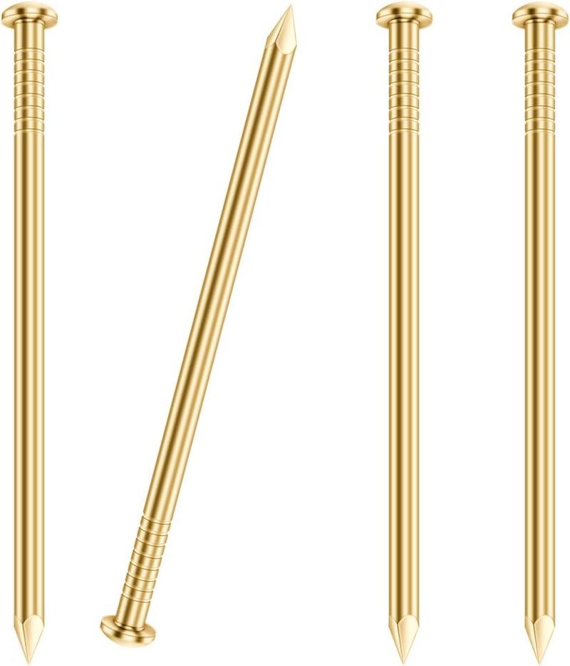 OUSCHR 400 PCS Round Head Nails, 3/4 Inches Hardware Nail, Nails for Hanging Pictures, Wood Nails, Gold Nails, Household Nails - Image 1